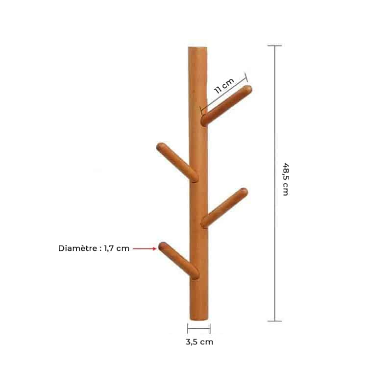 Porte manteau mural bois arbre – Image 4