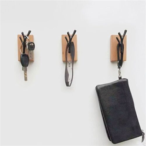 Porte manteau mural bois et fer forgÃ©