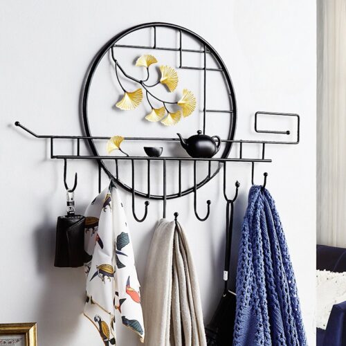 Porte manteau mural fer forgÃ© noir